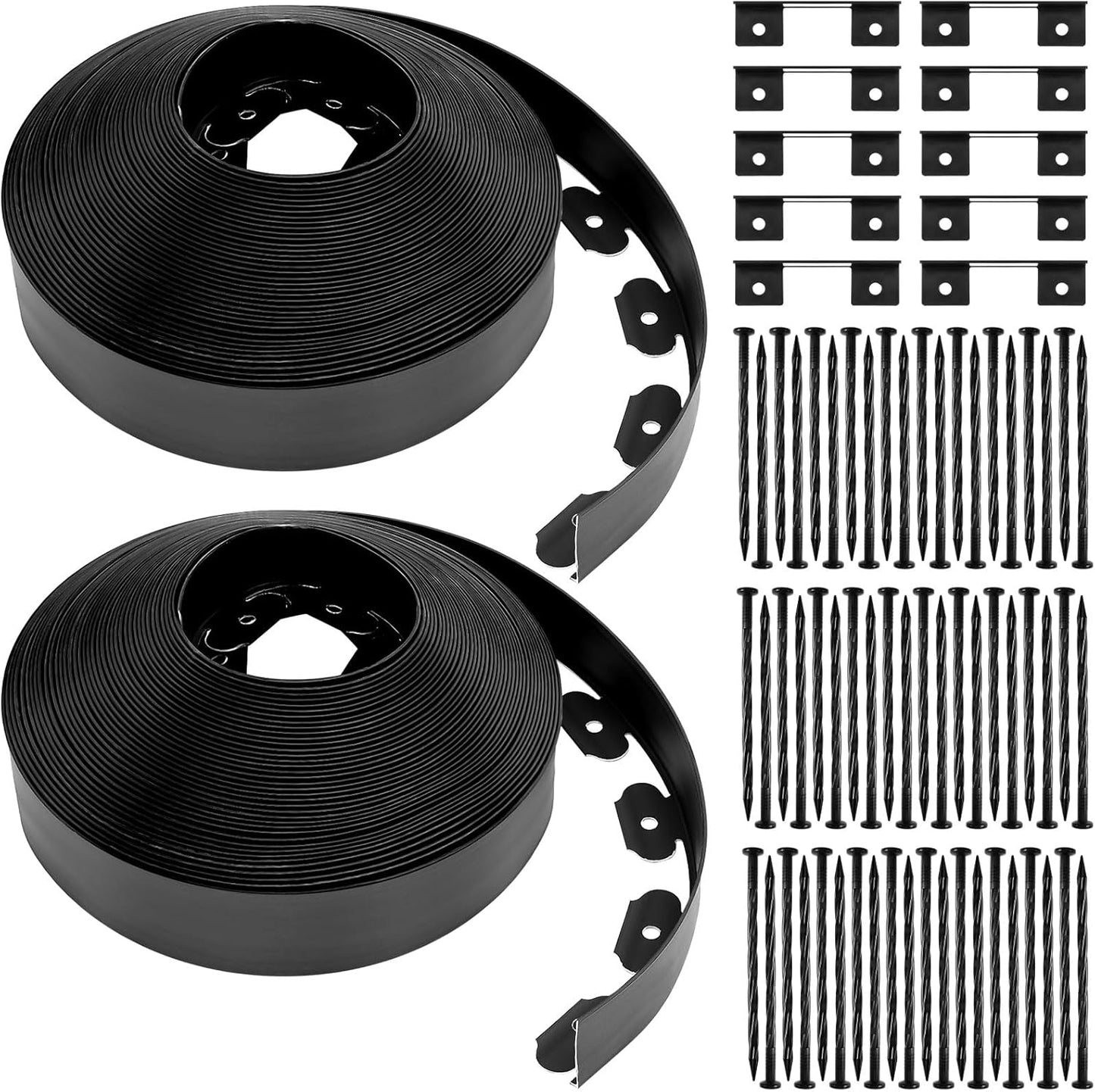 Sasylvia 2.5'' x 200' Landscape Edging Kit Edging Border Coil Include Anchoring Spikes 10 Connectors Plastic Garden Border for Lawn Garden Grass Yard Home(Black)