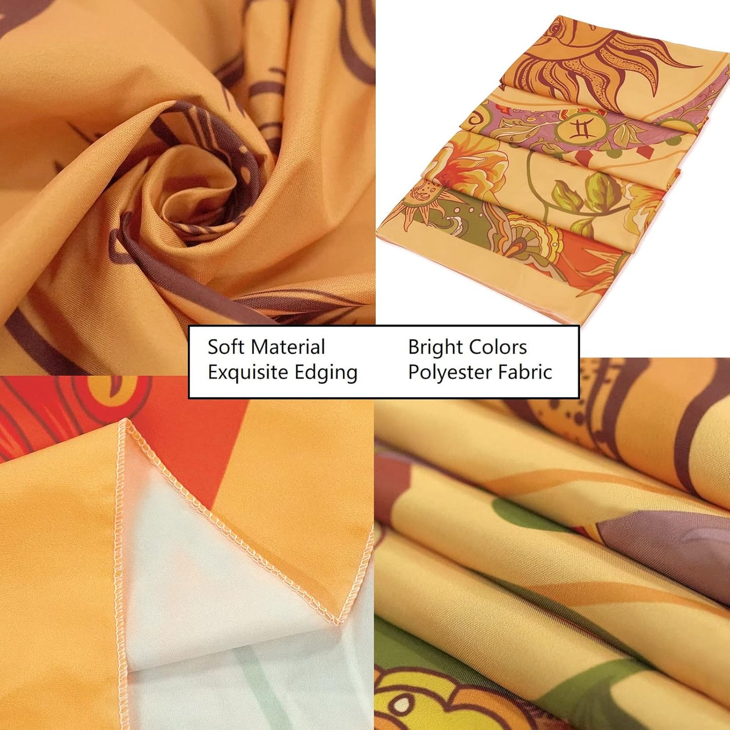 Aipon Yellow Sun and Moon Tapestry Hippie Indie Tapestries Boho Orange Flower Floral Tapestry Wall Hanging Cool Vintage Aesthetic Wall Tapestry for Bedroom Living Room Dorm (80'' × 60'', Orange)