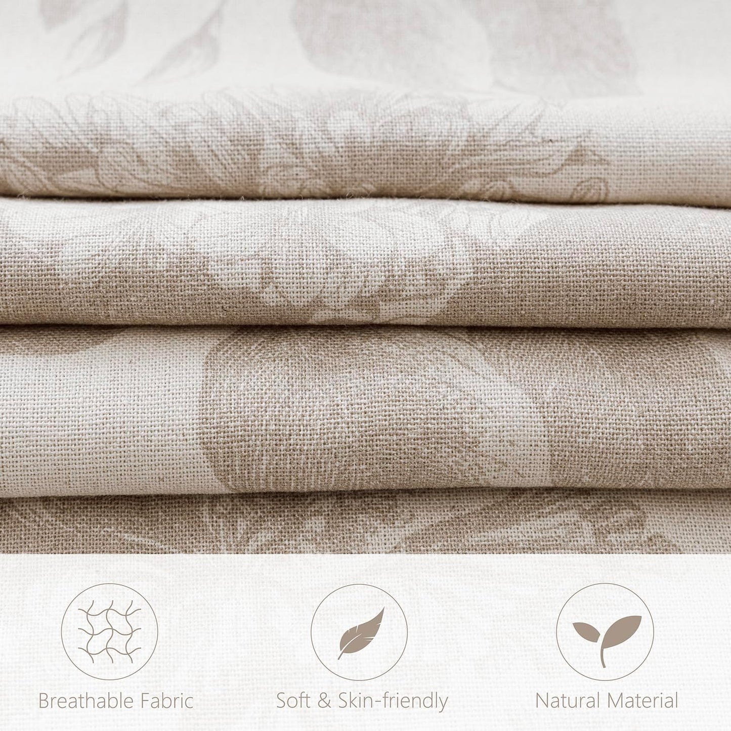 Foindtower Set of 2 Linen Floral Vintage Throw Pillow Covers Neutral Accent Decorative Cushion Covers Farmhouse Boho Home Decor for Sofa Chair Couch Bedroom Living Room Outdoor,24×24 Inch,Tan Beige