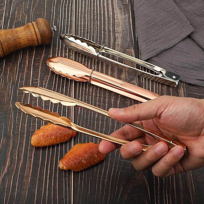 MSY BIGSUNNY 9 Inch Kitchen Food Tongs, Buffet Tongs, Serving Tongs for Cooking, Grilling, Aluminum Tongs - Set of 3 (multi color)