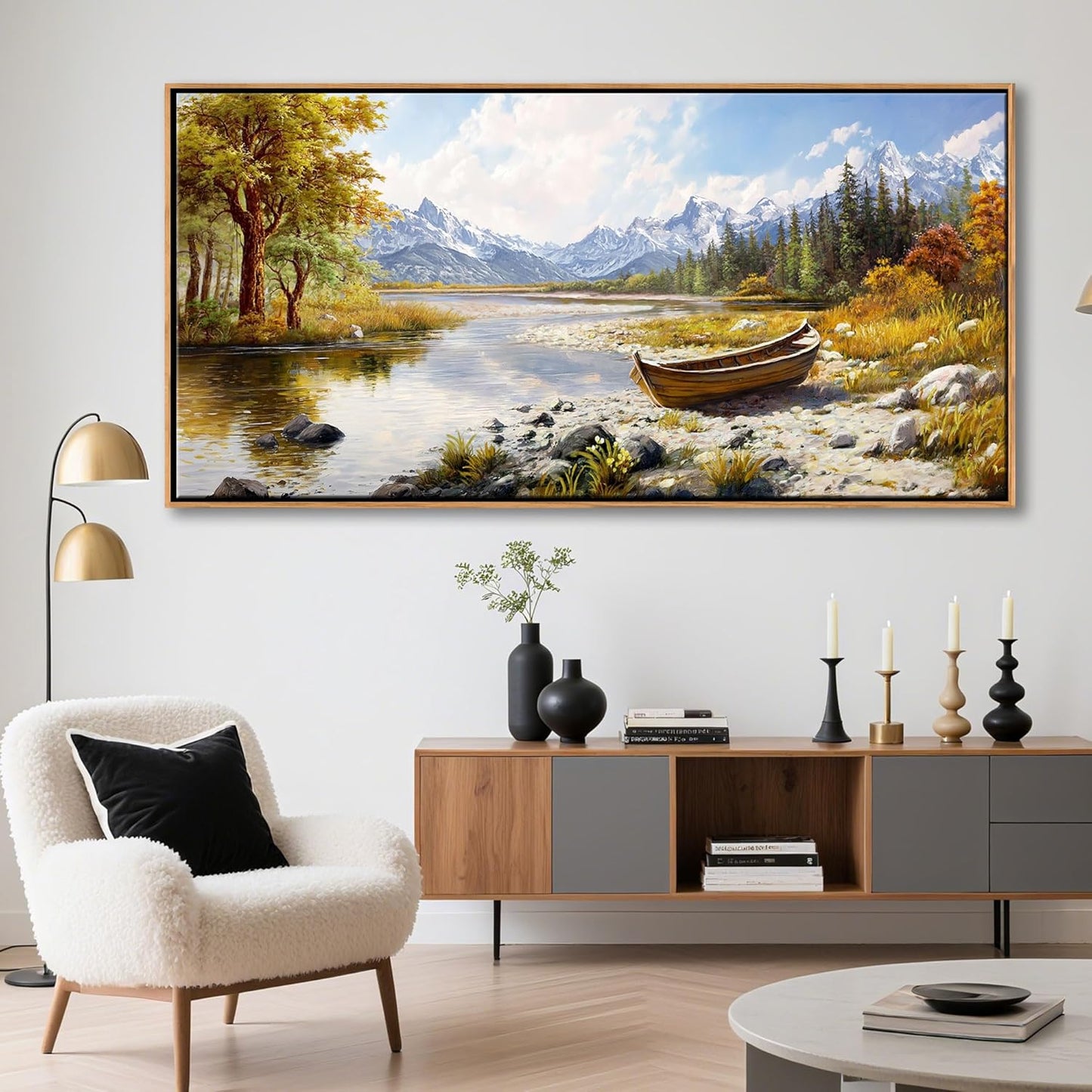 Mofutinpo Mountain Landscape Wall Art - Nature Forest Canvas Art for Living Room, Bedroom & Dining Room - Framed Paintings for Wall Decor - Large Scenic Artwork for Home 29x58IN