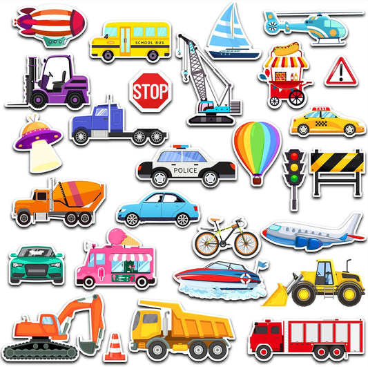 Window Clings Stickers for Kids Window Gel Clings Decals Thick Gel Clings Toddlers and Adults Classroom Home Nursery Airplane Birthday Party Supplies (City Transportation)