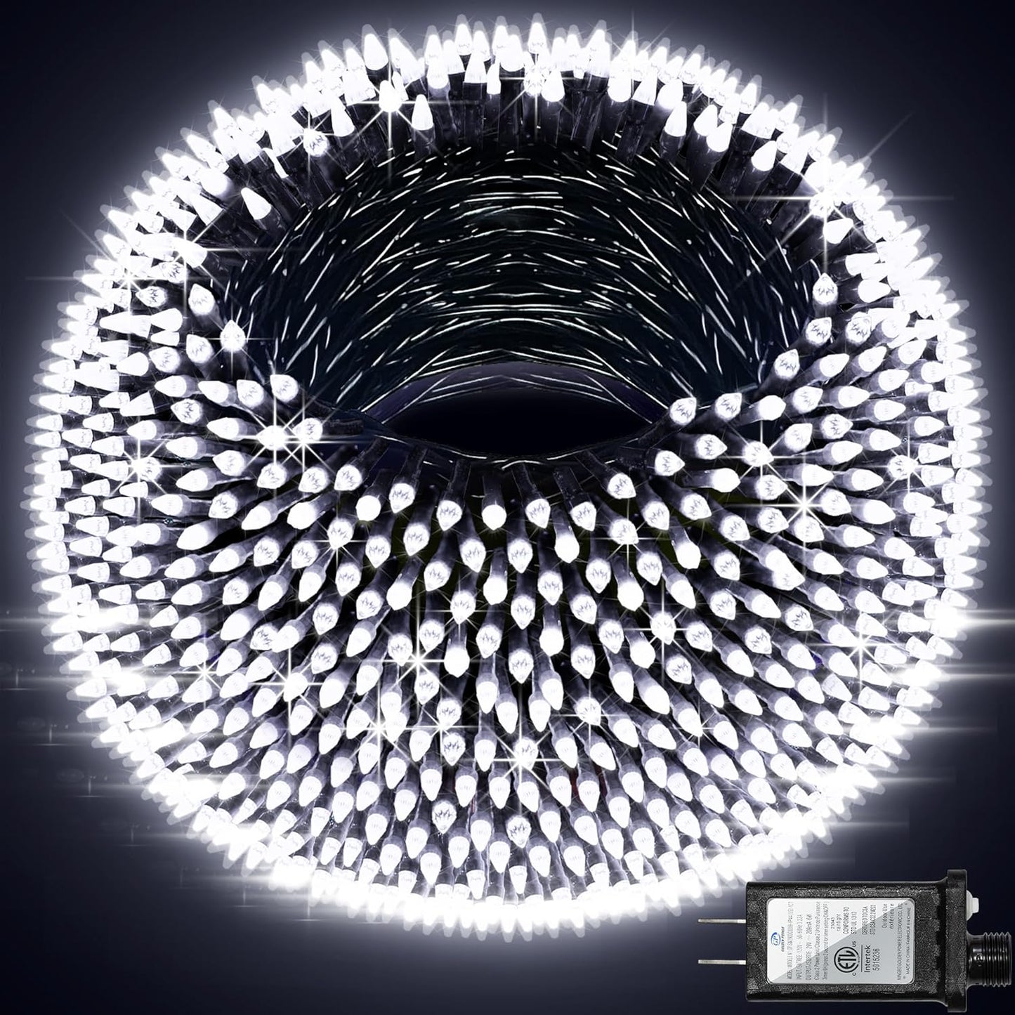 750 LED Outdoor Christmas Lights Decorations, 246ft Green Wire LED Christmas String Lights with Timer Memory, Twinkle Lighs for Indoor Outdoor Xmas Party Christmas Tree Wedding Garden Patio Cool White