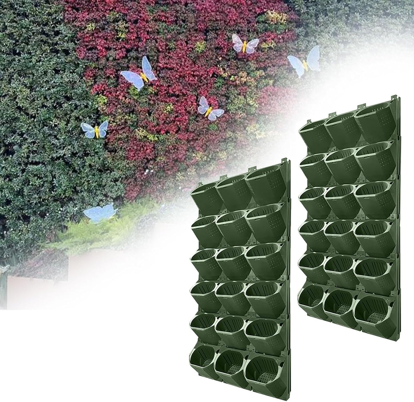 Self Watering Wall Mounted Vertical Planter, 36 Pots Wall Planter Indoor Vertical Living Green Plant Wall Easy Installation (Green)