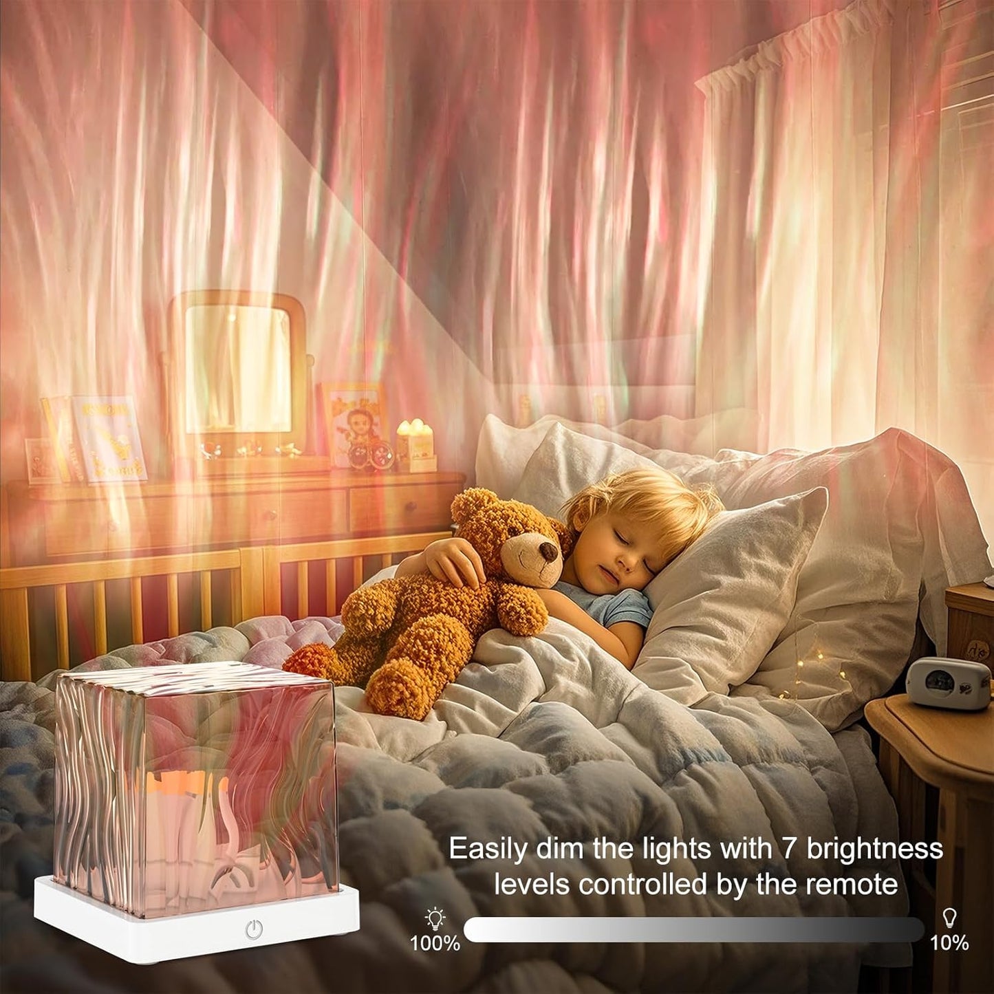 Northern Lights Projector, 16 Colors Rechargeable Aurora Light Projector & Mood Lighting Galaxy Lamp, Aurora Water Ripple Projector Light with Remote Control for Room Decorations,Cool Lights