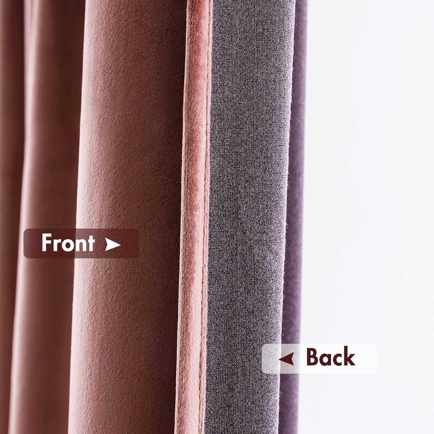 MIULEE Dusty Rose Pink Velvet Curtains 96 Inches Long, Thermal Insulated Blackout Drapes for Bedroom Living Room Patio Door, Light Blocking Window Panels, Rod Pocket, Set of 2 W66 x L84