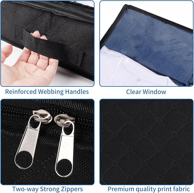 Fixwal Black Underbed Storage Bags with Clear Window and 2 Reinforced Handles Under Bed Storage Containers for Clothing, Bedding, Comforter (6 Pack)