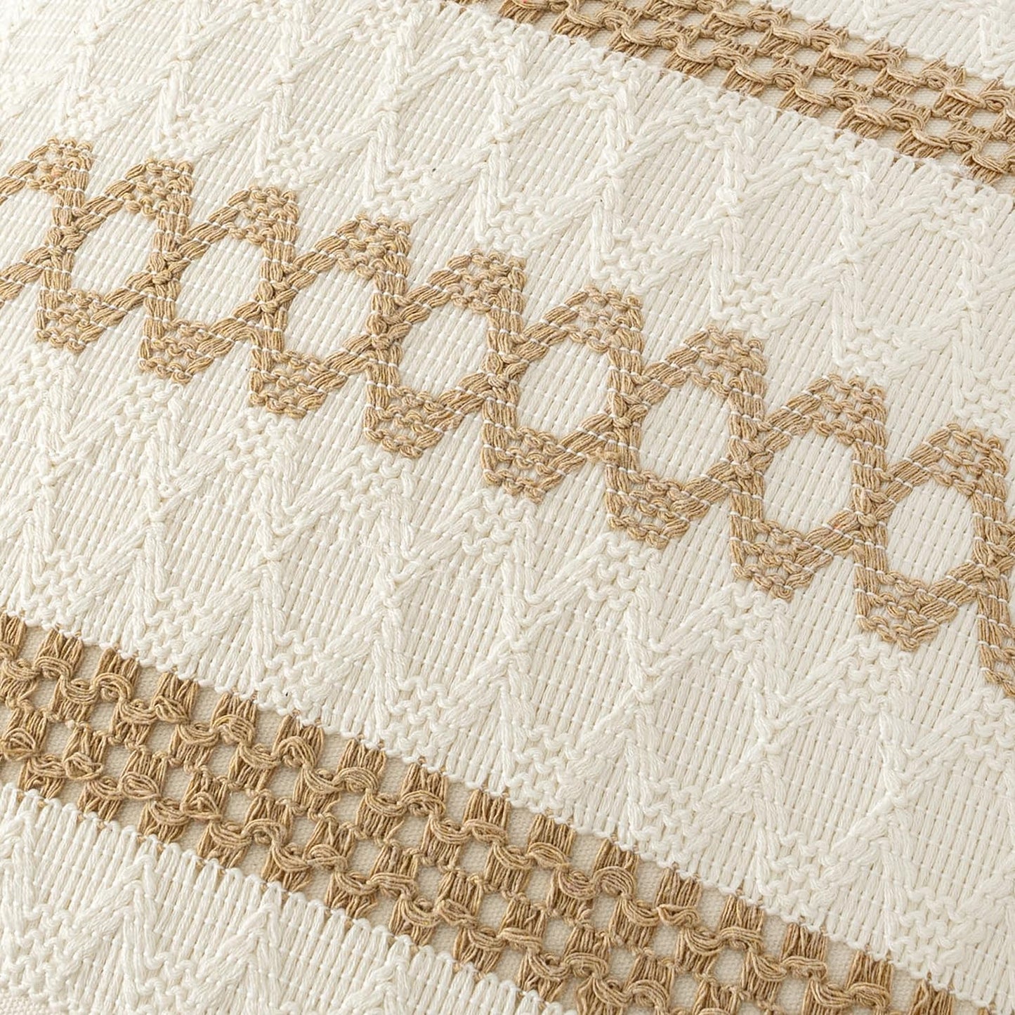 MIULEE Set of 2 Neutral Boho Decorative Pillow Covers 16x16 Inch Farmhouse Rustic Couch Throw Pillows Modern Cotton Cushion Covers Retro Cute Macrame Woven Home Decor for Bed Sofa Chair