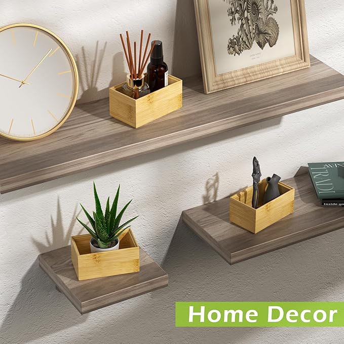 Bathroom Drawer Organizer Trays, Bamboo Silverware Drawer Organizer Kitchen Utensils, 8 PCS Wood Box Stackable Bins for Makeup, Office Desk, Vanity, Junk Drawer