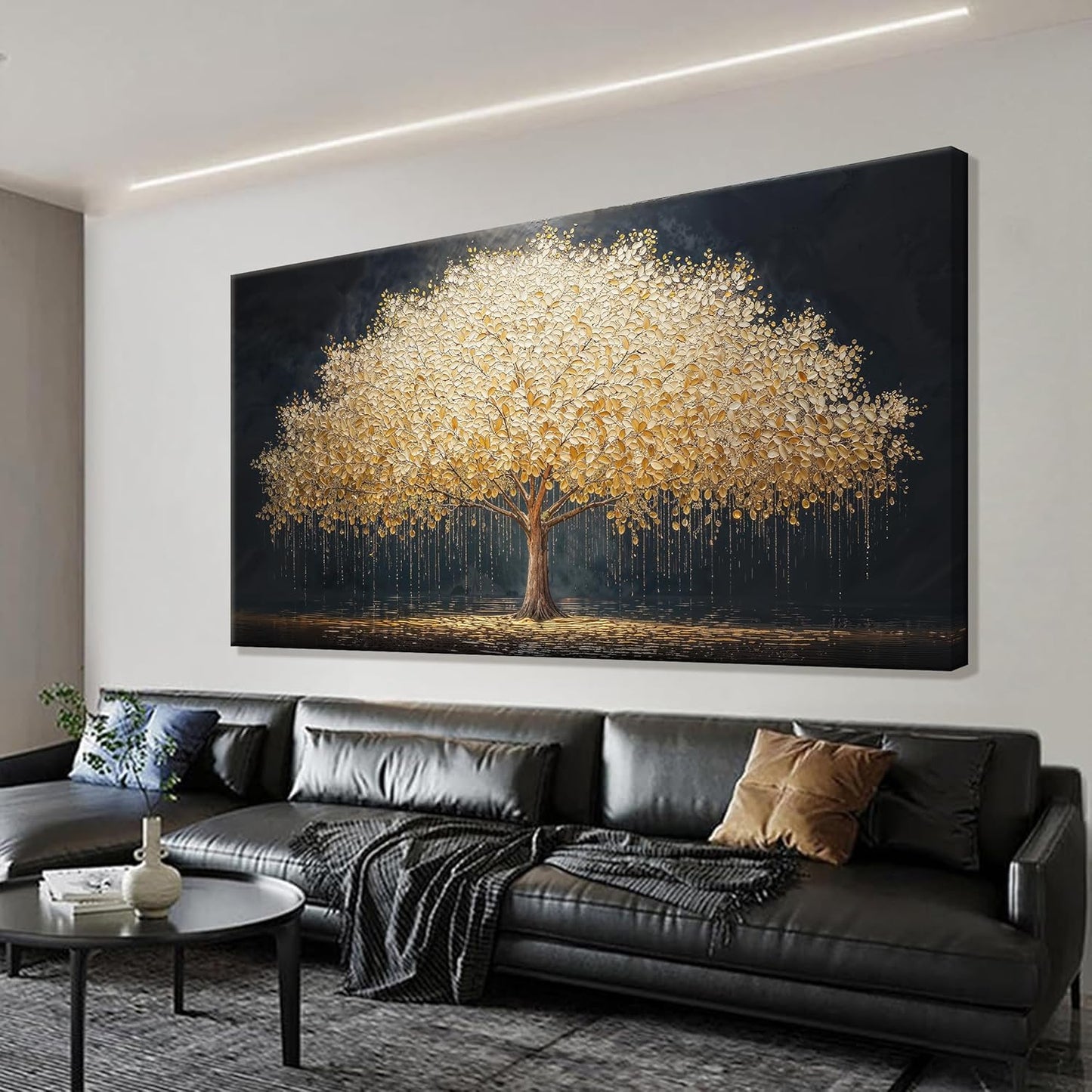 Tsomzxng Abstract Wall Art Gold Tree Of Life Artwork Canvas Art Wall Decor Painting Prints Gold Tree Large Abstract Wall Decor Picture For Living Room Bedroom Home Office Artwork 29"X 58"