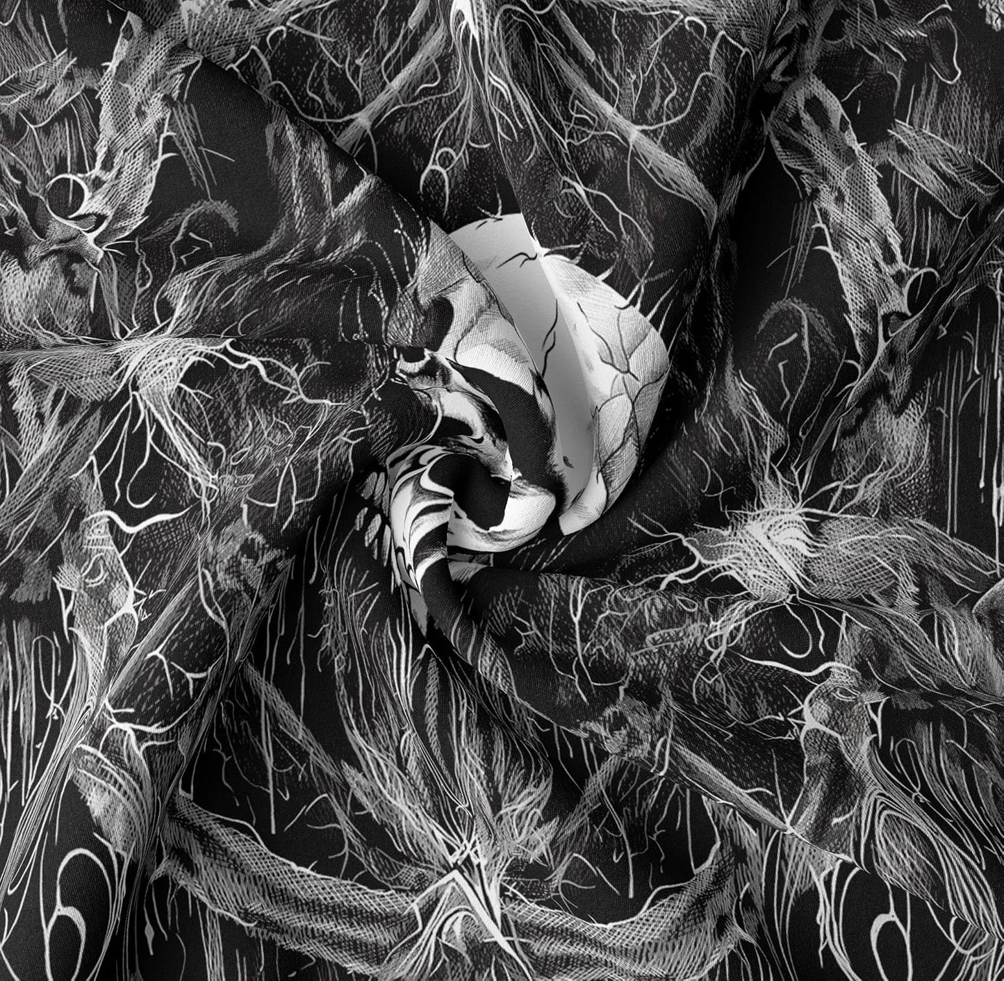 Tapzen Gothic Black and White Wall Tapestry - Dark Skeleton Horror Design - Aesthetic Cool for Bedroom, Living Room or Dorm (80 x 60 inches)