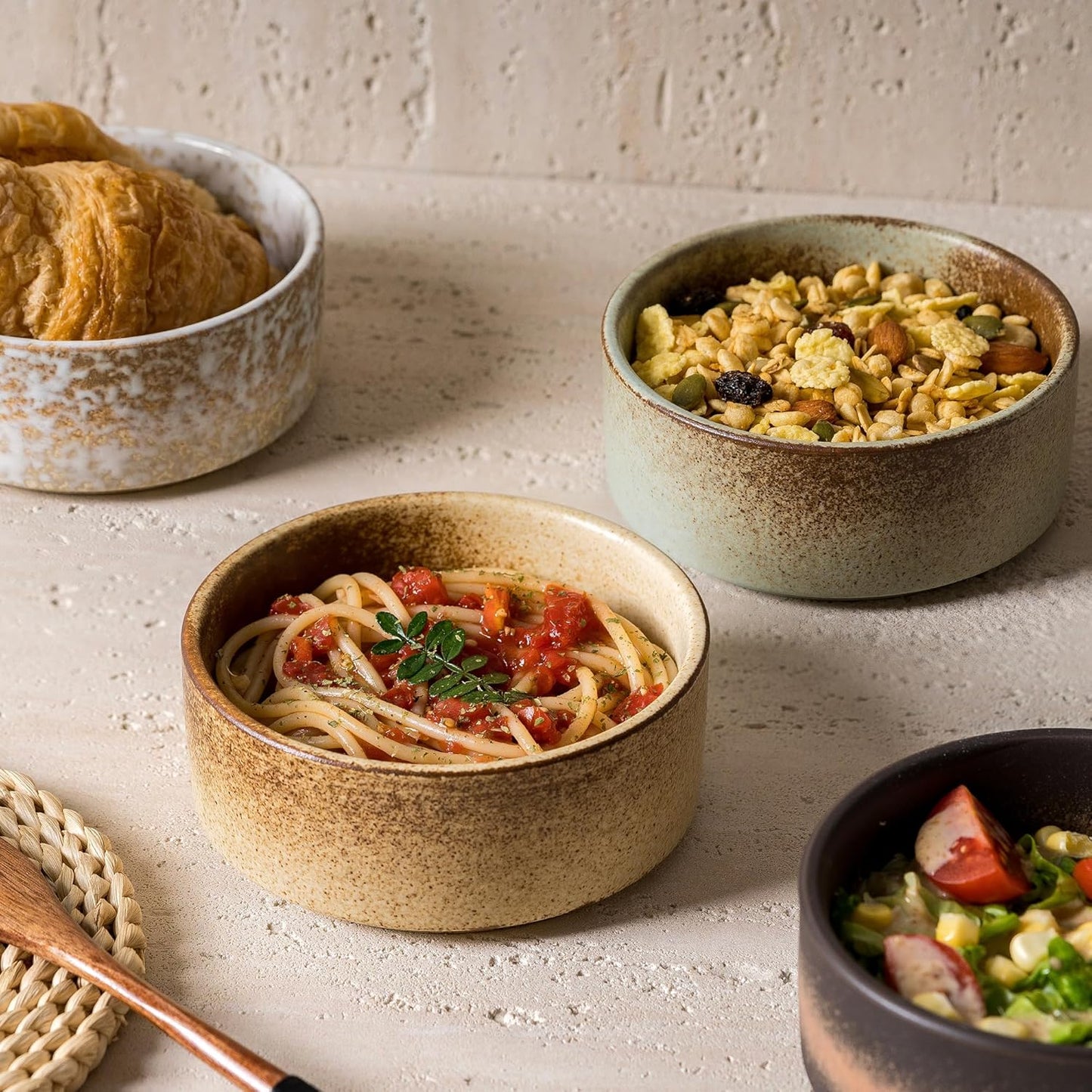 Ceramic Bowl Sets of 4, 4.5 Inches Mix Color, Small Bowls Set Farmhouse Vintage Color Bowls for Kitchen, 10 oz Bowl for Dessert, Dip, Side Dishes, Ice Cream, Fruit, Rice Dishwasher Microwave Safe