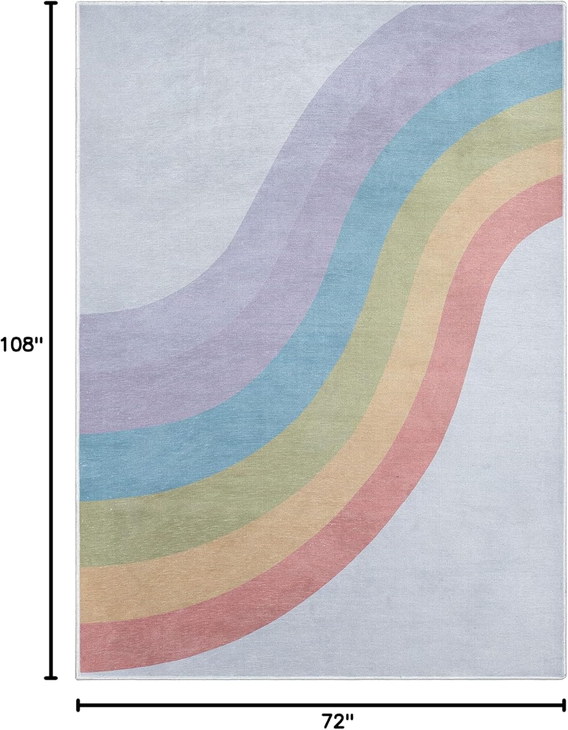Well Woven Kids Rainbow Rug, 6' x 9', Multi Color