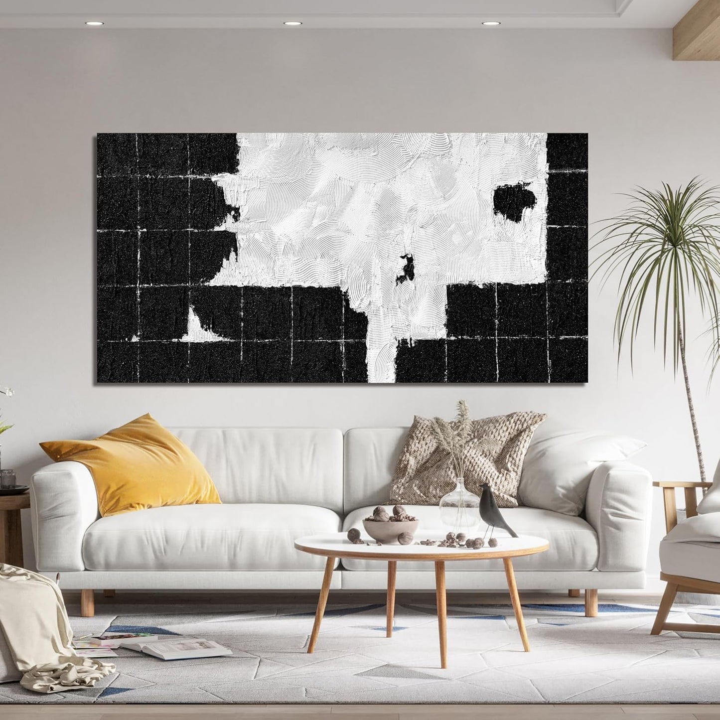 Canvas Wall Art Decor Wall Art Pictures for Living Room Black and White Wall Art Prints Abstract Canvas Art Wall Decor Large Modern Abstract Wall Art Artwork for Walls Bedroom Office Decor 24" X 48"