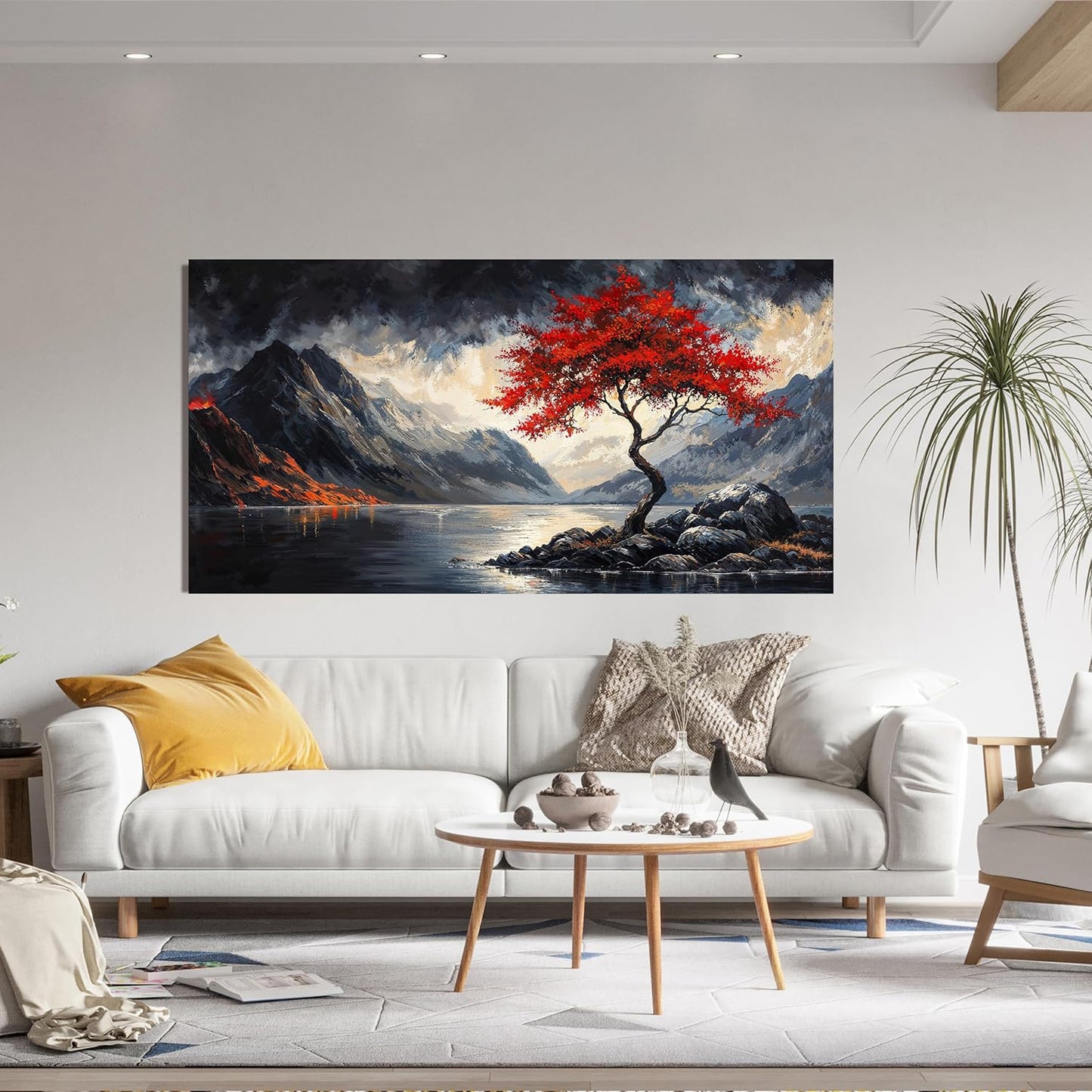 Canvas Wall Art Decor Black and White Vintage Wall Art Wall Art Decorations for Living Room Large Landscape Wall Art Prints Art Work for Wall Decor Red Artwork for Walls Home Office Decor 24" X 48"