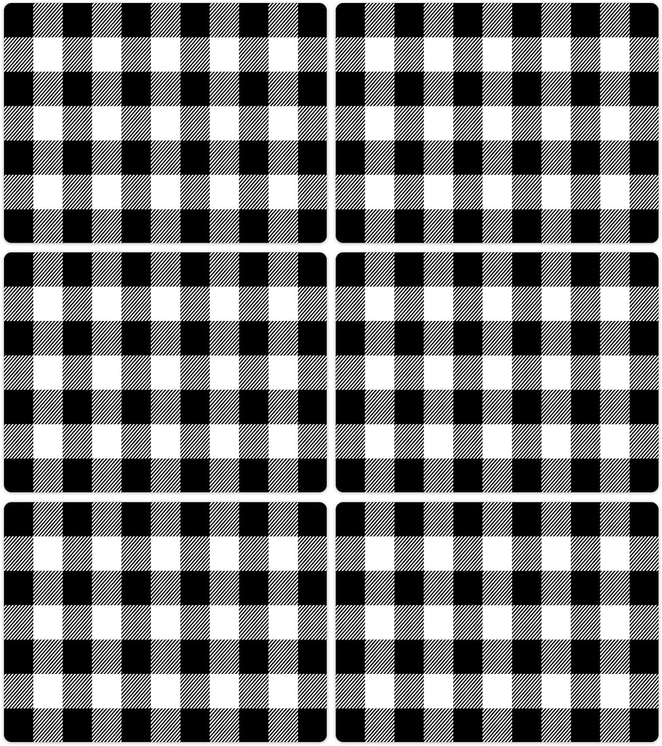 Black and White Plastic Placemats Set of 6 Check Plaid Table Mats Black Buffalo Plaid Place Mats Wipe Clean Washable Table Placemats for Indoor Outdoor Heat Resistant Kitchen Dining Table