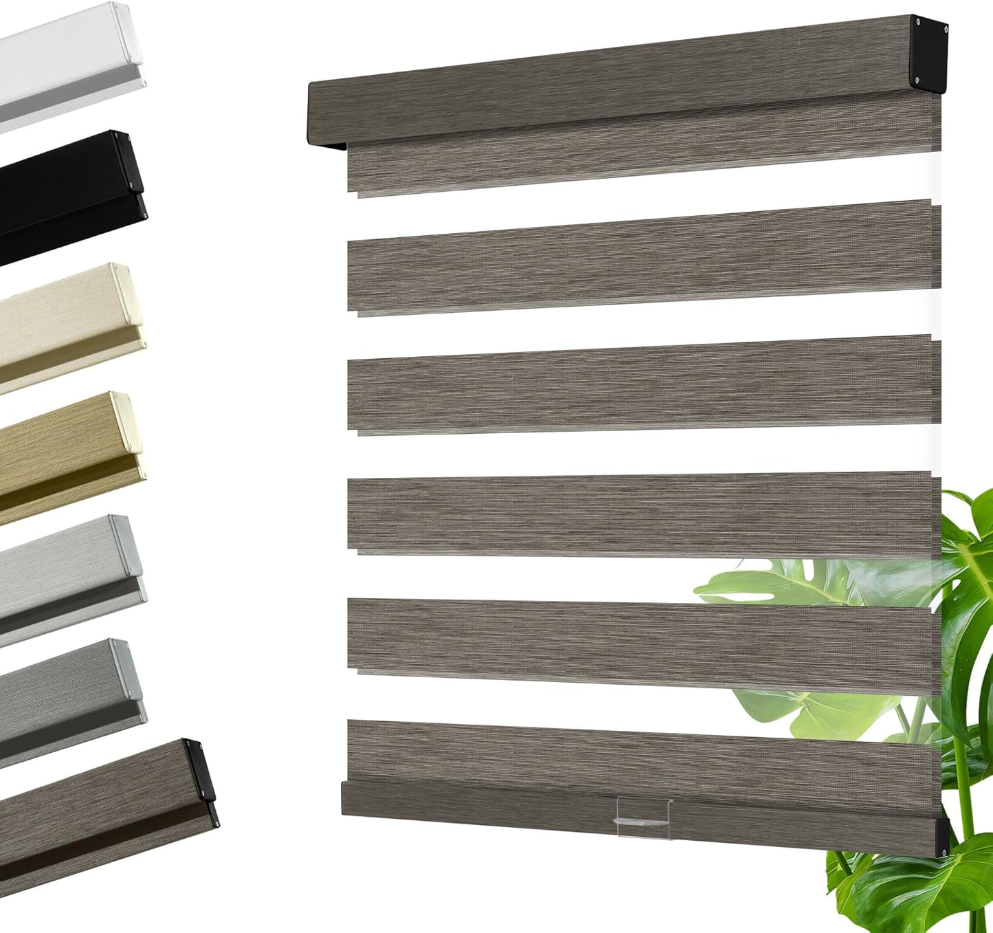 Cordless Zebra Blinds for Windows, Blackout Interior Blinds,Easy to Install,UV Protection,for Offices and Home,Custom Roller Shades, Mousse Dark Bown,26" W x 80" H