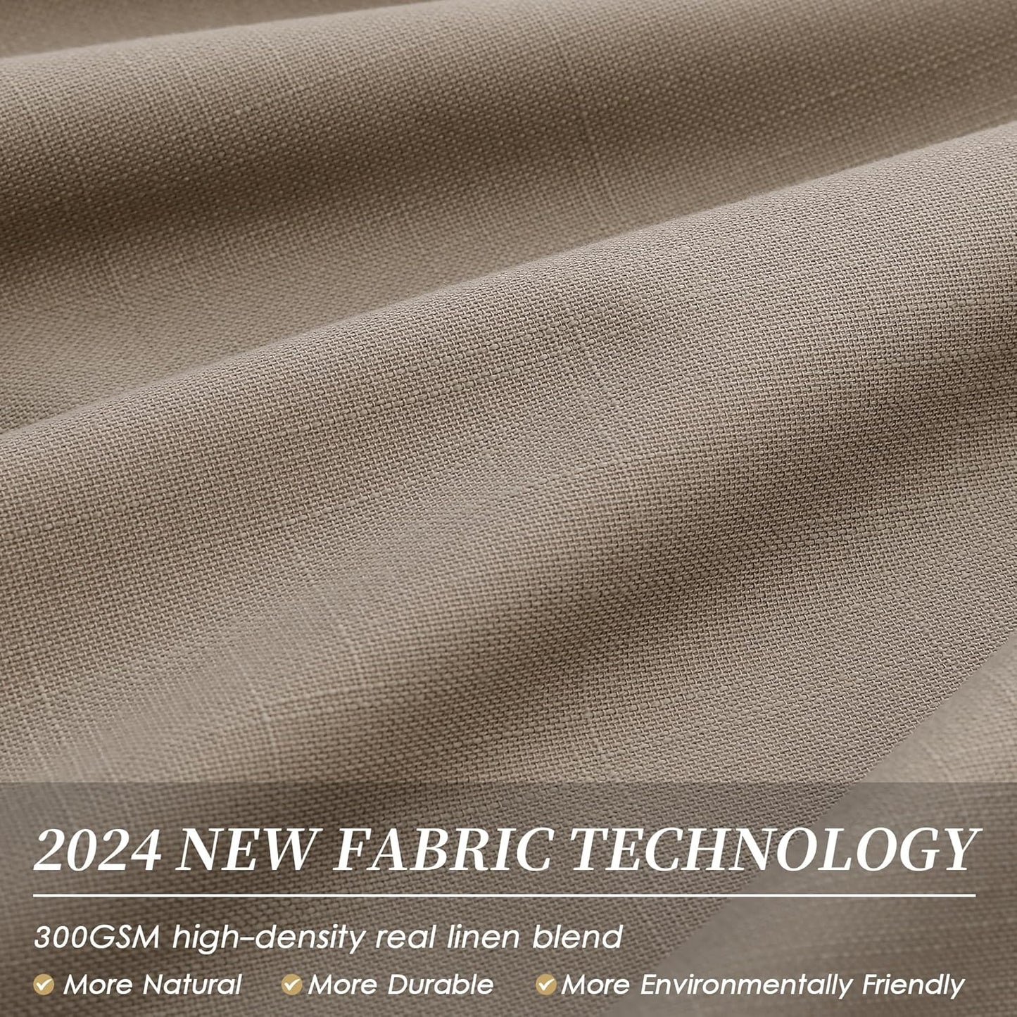 BOODII Full Blackout Curtains 90 Inches Long Room Darkening Curtain for Bedroom Sliding Door Thermal Insulated Black Out Curtains & Drapes Light Brown Neutral Linen 2 Panels Set Back Tab 52x90