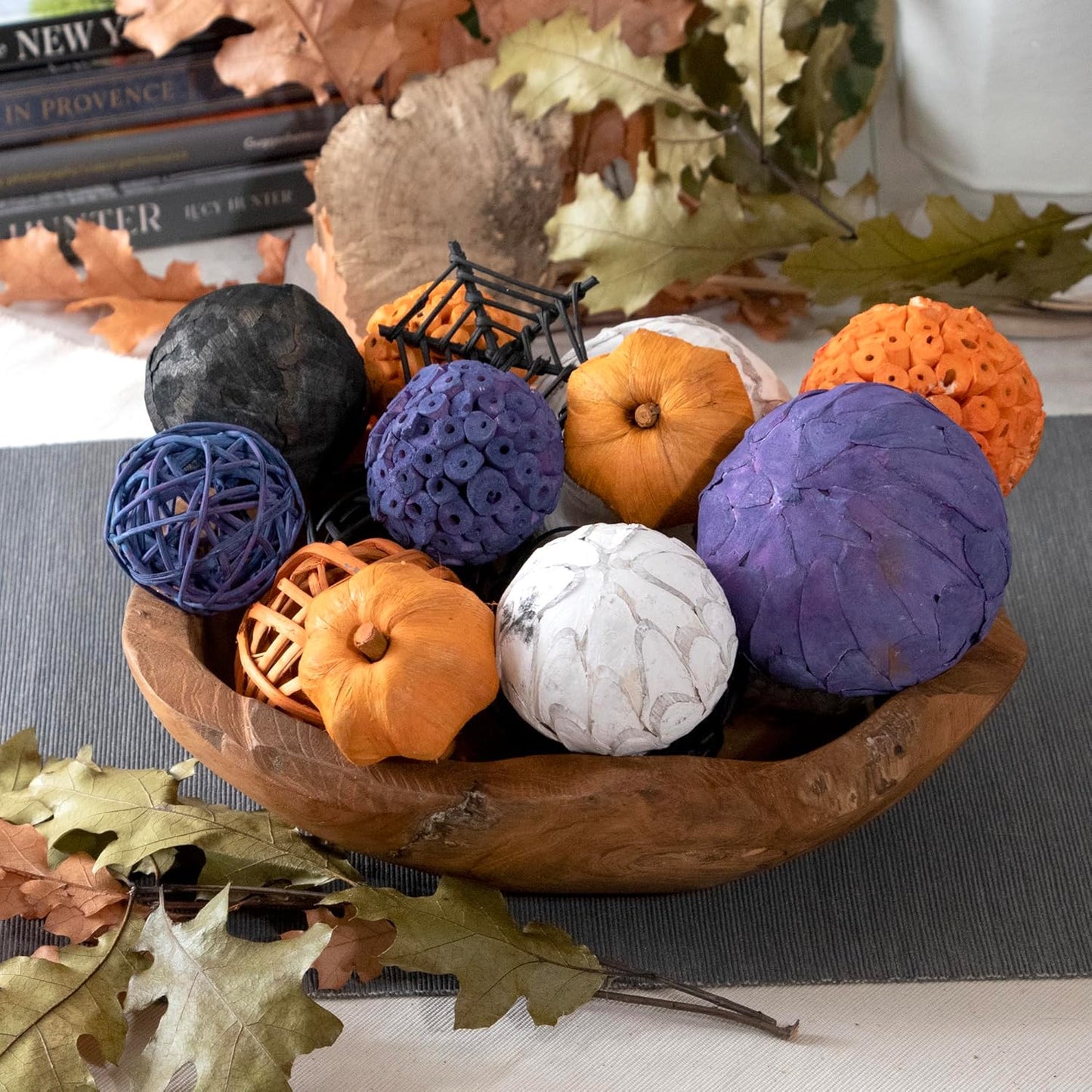 ANDALUCA Large Decorative Halloween Fall Vase Filler Bag with Orbs, Balls (Purple Orange)