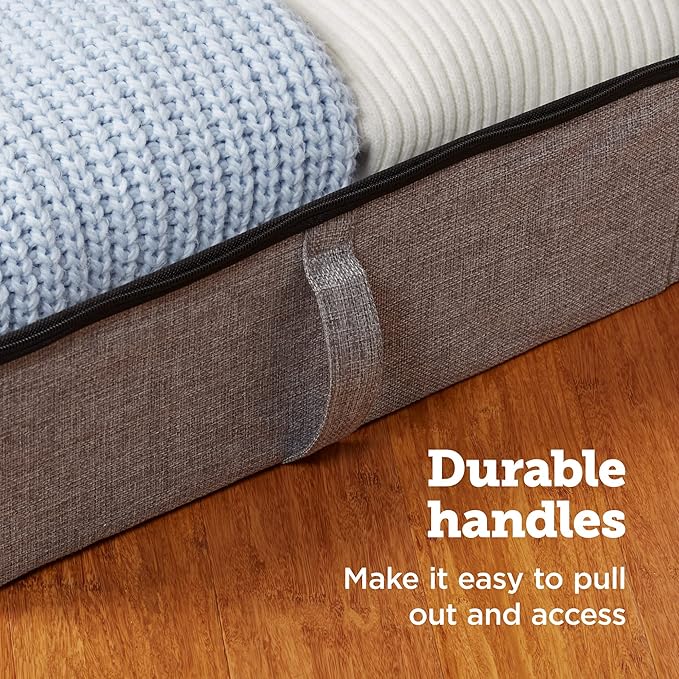 storageLAB Under Bed Storage Containers, Closet Organizers with Sturdy Handles for Clothes, Comforters, and Accessories, Perfect for Use Under or at the End of the Bed - 2 Pack, Grey