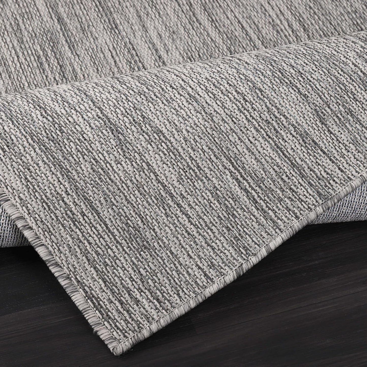 CAMILSON Outdoor Rug 5x7 Modern Area Rugs for Indoor and Outdoor Patios and Porches - Waterproof, Washable, Non-Shedding, Easy-to-Clean Outside Carpet (5 x 7, Solid - Silver Gray)