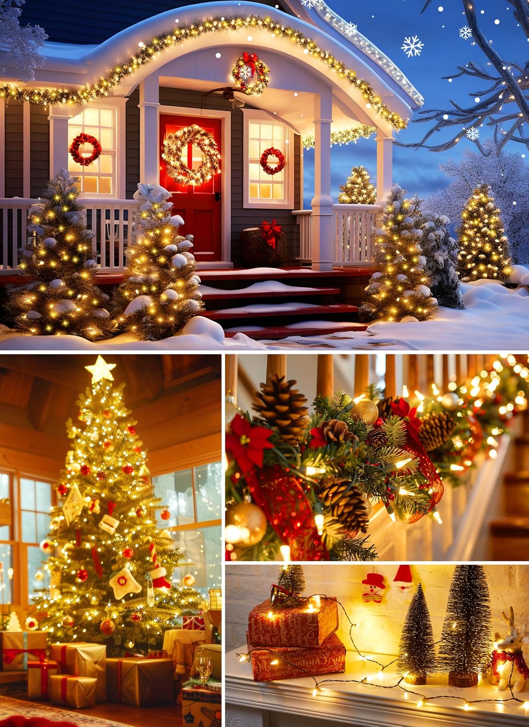 Clear Christmas String Lights 50 Count 12 Feet Incandescent Bulb Mini Lights for Indoor Outdoor Xmas Tree Garland Birthday Wedding Party Festival Decoration, Green Wire