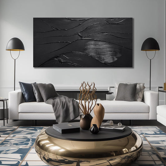 CGXART Large Abstract Wall Pictures For Office Minimalist Wall Decorations For Living Room Black Art Work For Bedroom Walls Large Size 29 x 58 Inch