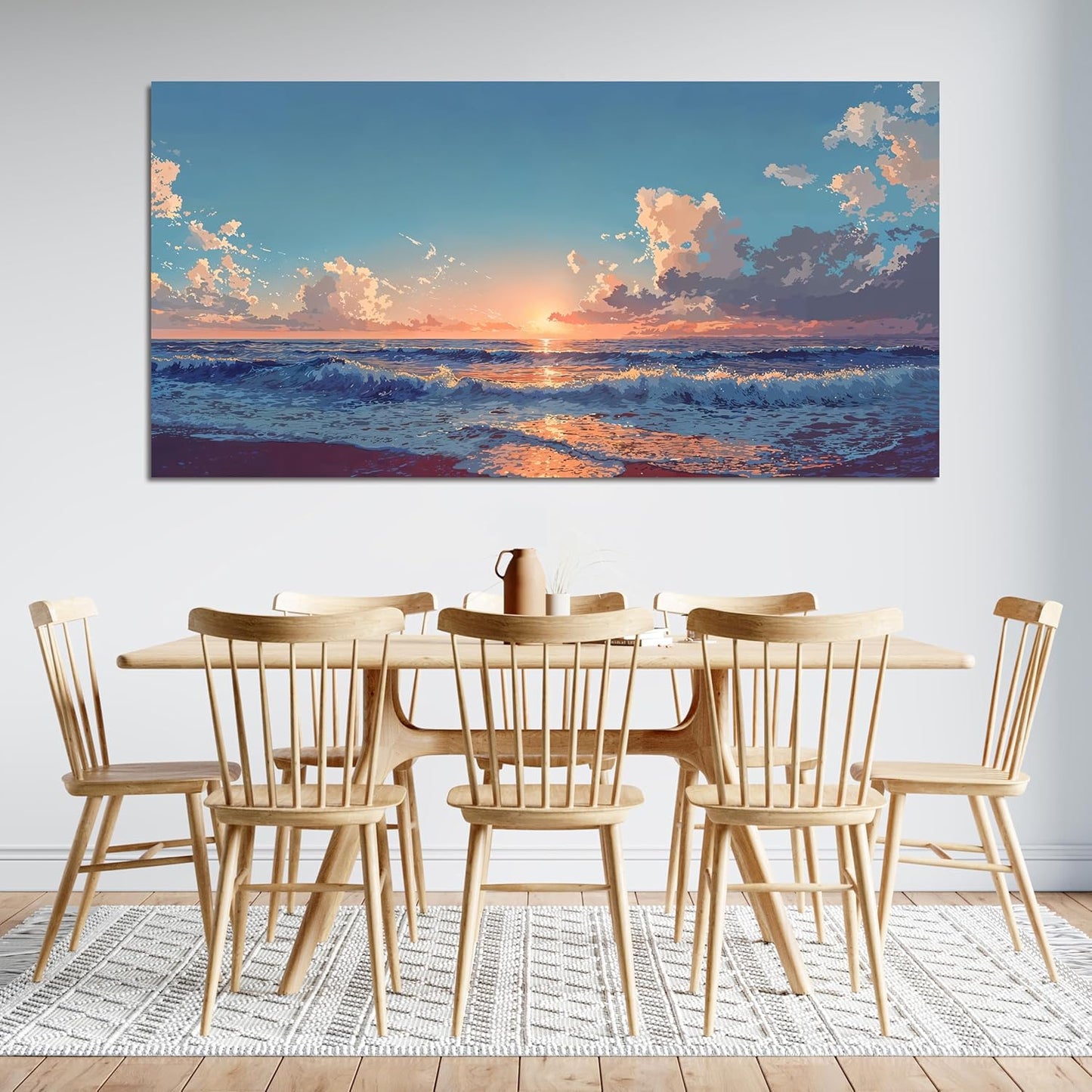 Canvas Wall Art Decor Blue Beach Wall Art Decorations Canvas Art Prints Wall Pictures For Living Room Artwork For Walls Art Decor Wall Pictures For Bedroom Office Wall Hanging Decor 20" X 40"