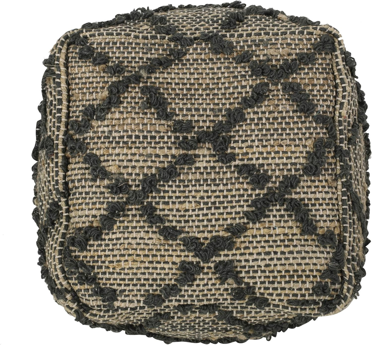 GDFStudio Boho Handmade Fabric Cube Pouf Ottoman Foot Stool - Bean Bag Floor Chair - Foot Rest Couch for Living Room Bedroom,Charcoal,16"" x 16"" x 16"", Cimarro,charcoal, 313838N