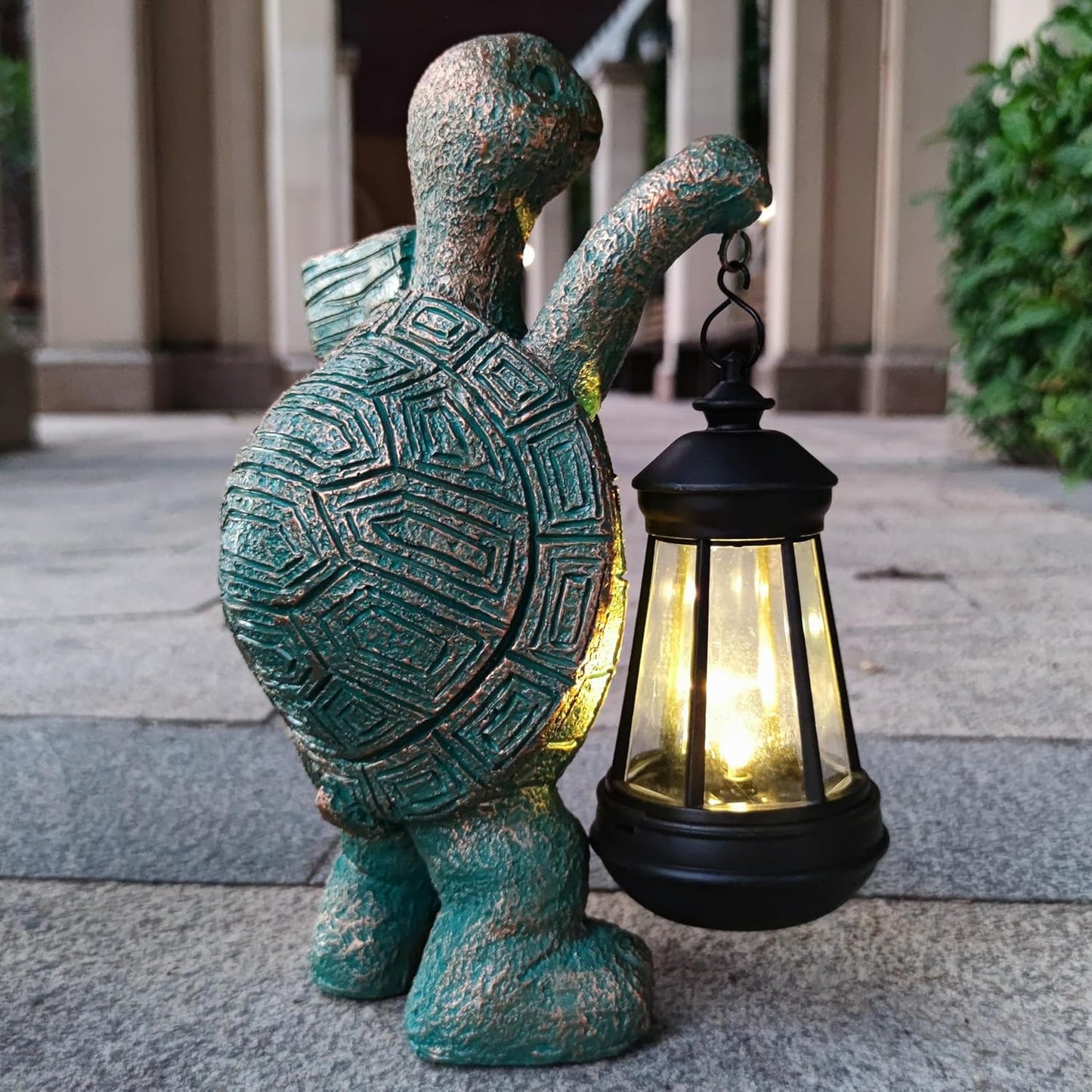 Turtle Garden Statue Outdoor Décor with Solar Lights Lantern,Turtle Solar Light Figurines Outside Decorations for Yard，Lawn,Patio, Balcony, Unique Housewarming Gifts