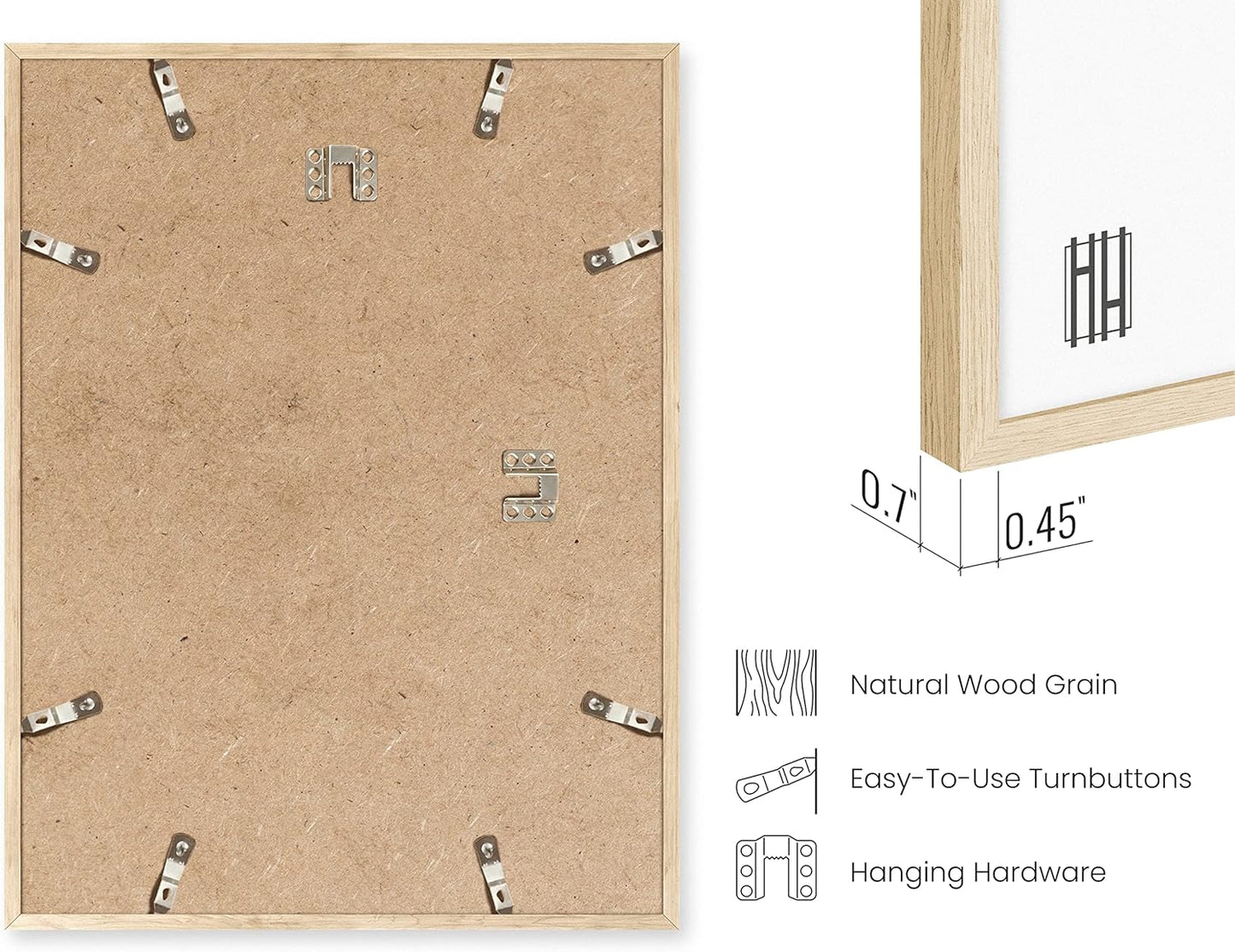 HAUS AND HUES Beige Oak Wood 11x14 Picture Frame - Modern Wood Wall Art Display - Lightweight 11x14 Frame for Art Prints, Photos, Posters - Ready-to-Hang Vertically & Horizontally