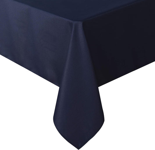 sancua Rectangle Tablecloth - 90 x 132 Inch - Water Resistant Spill Proof Washable Polyester Table Cloth, Decorative Fabric Table Cover for Dining Tables, Buffet Parties and Camping, Navy