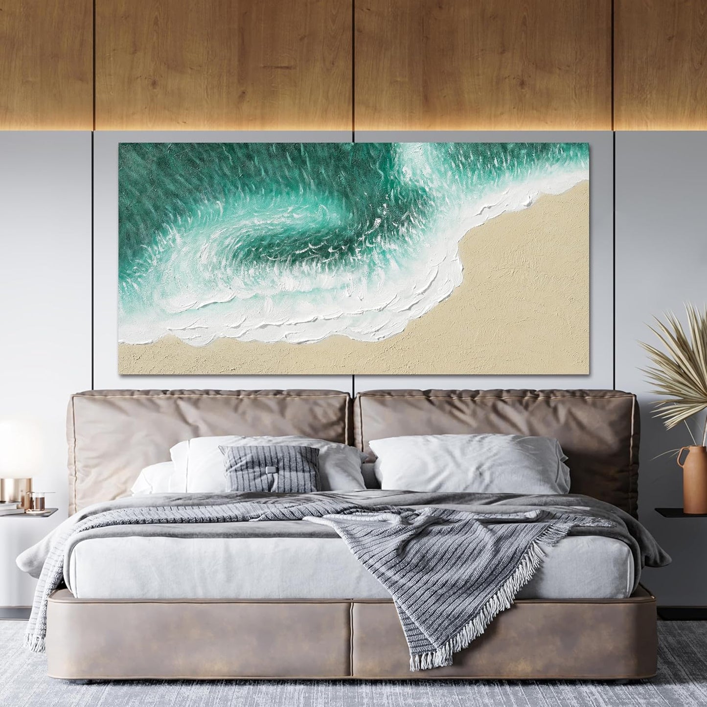 Canvas Wall Art Decor Modern Green Wall Art Prints Wall Art Pictures for Living Room Abstract Canvas Art Wall Decor Coastal Beach Decorations Nature Artwork for Walls Bedroom Office Decor 20" X 40"