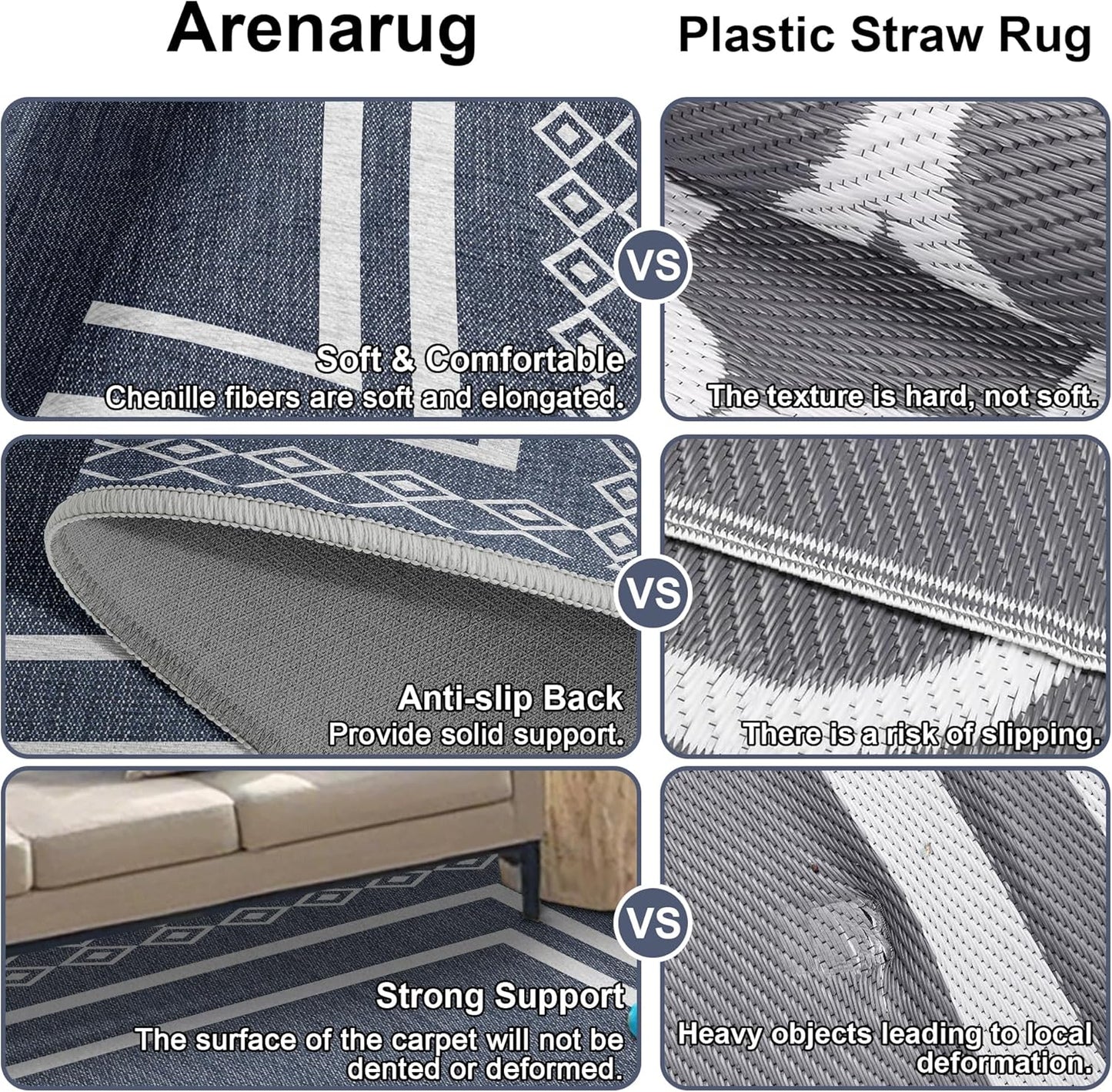 Outdoor Patio Rug, Outside Rectangular Carpet, Moroccan Geometric Rugs, Washable Large Indoor Outdoor Rug 8x10 Mats for RV, Picnic, Backyard, Deck, Balcony, Porch, Beach