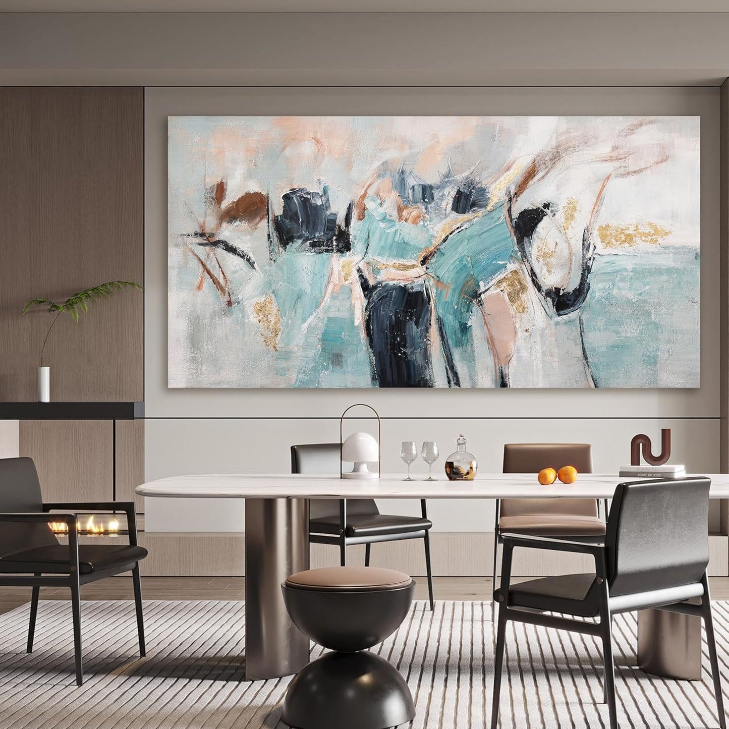 Abstract Canvas Wall Art Decor Black Modern Abstract Large Wall Art Decorations for Living Room Artwork for Walls Wall Art Prints Decor Wall Painting for Bedroom Office Wall Hanging Decor 24" X 48"