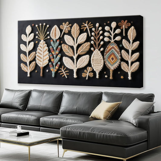 Tsomzxng Boho Black Wall Art Modern Wall Art Bohemian Feather Canvas Wall Art Decor For Apartment Dorm Living Room Bedroom Nursery Backdrop Home Wall Decor20 W X 40" L