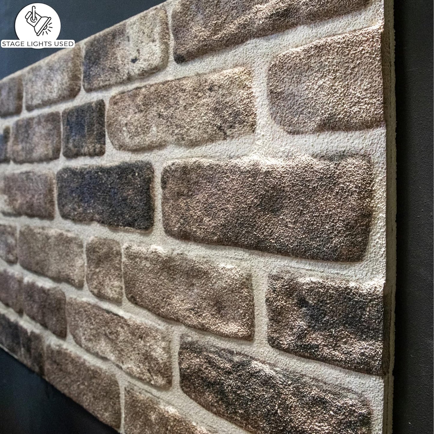 Dundee Deco 3D Wall Panels Faux Brick - Cladding, Grey Black Stone Look Wall Paneling, Styrofoam Facing for Living Room, Kitchen, Bathroom, Balcony, Bedroom, Set of 5, Covers 27 sq ft