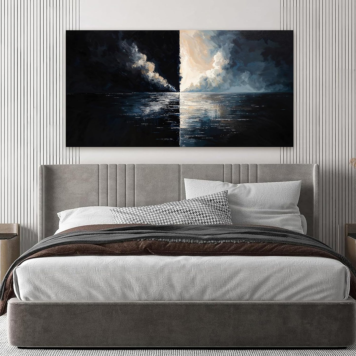 Canvas Wall Art Decor Wall Art Pictures for Living Room Abstract Canvas Art Wall Decor Modern Black and White Wall Art Prints Abstract Coastal Wall Art Decorations Bedroom Home Decor 20" X 40"