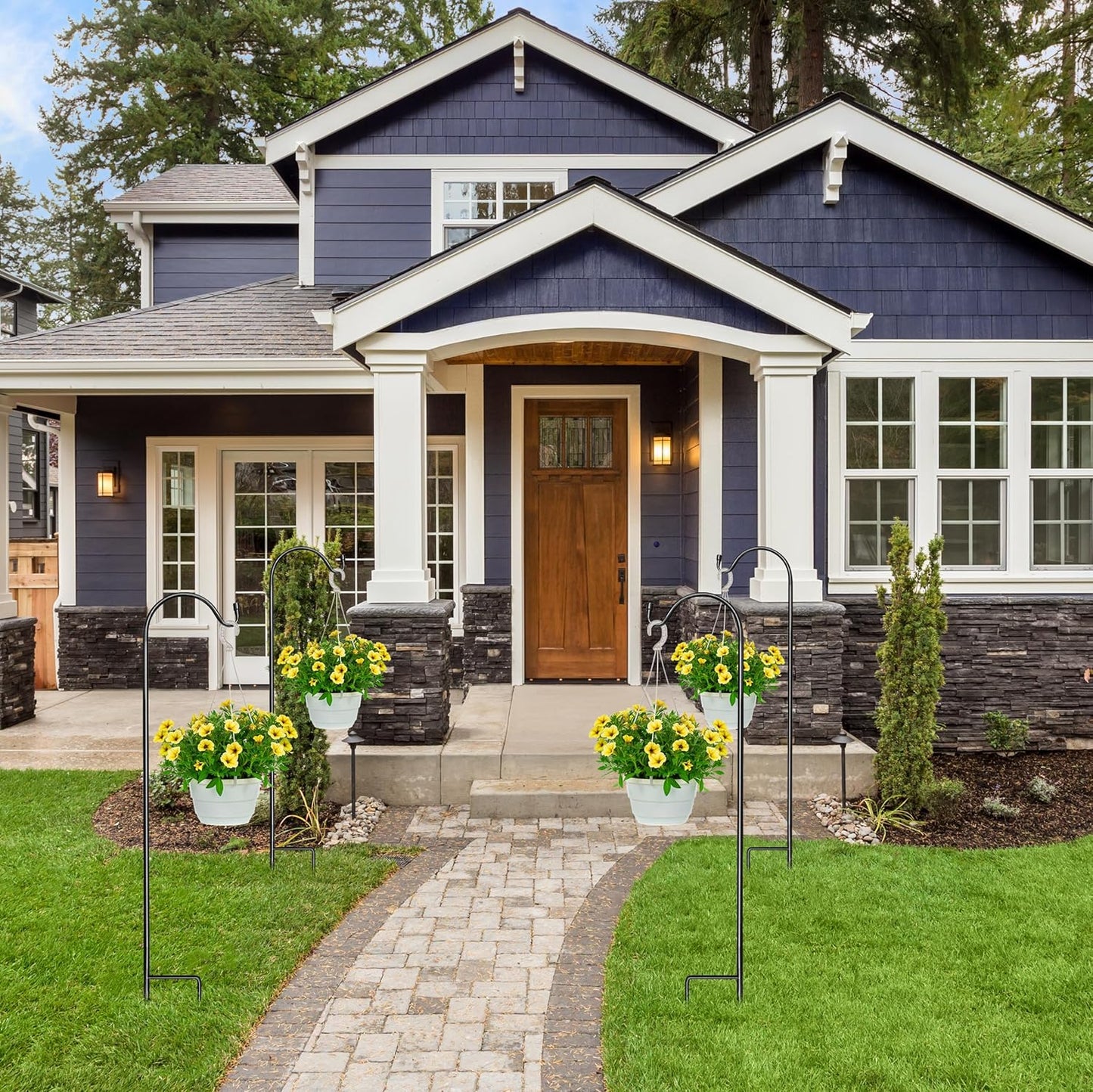 Sorbus Shepherds Hooks for Outdoor - Set of 8 Extendable Garden Planter Stakes for Bird Feeders, Outdoor Décor, Plants, Lights, Lanterns, Flower Baskets, and More! Heavy Duty - Up to 6.5 Lbs. (8 Pack)