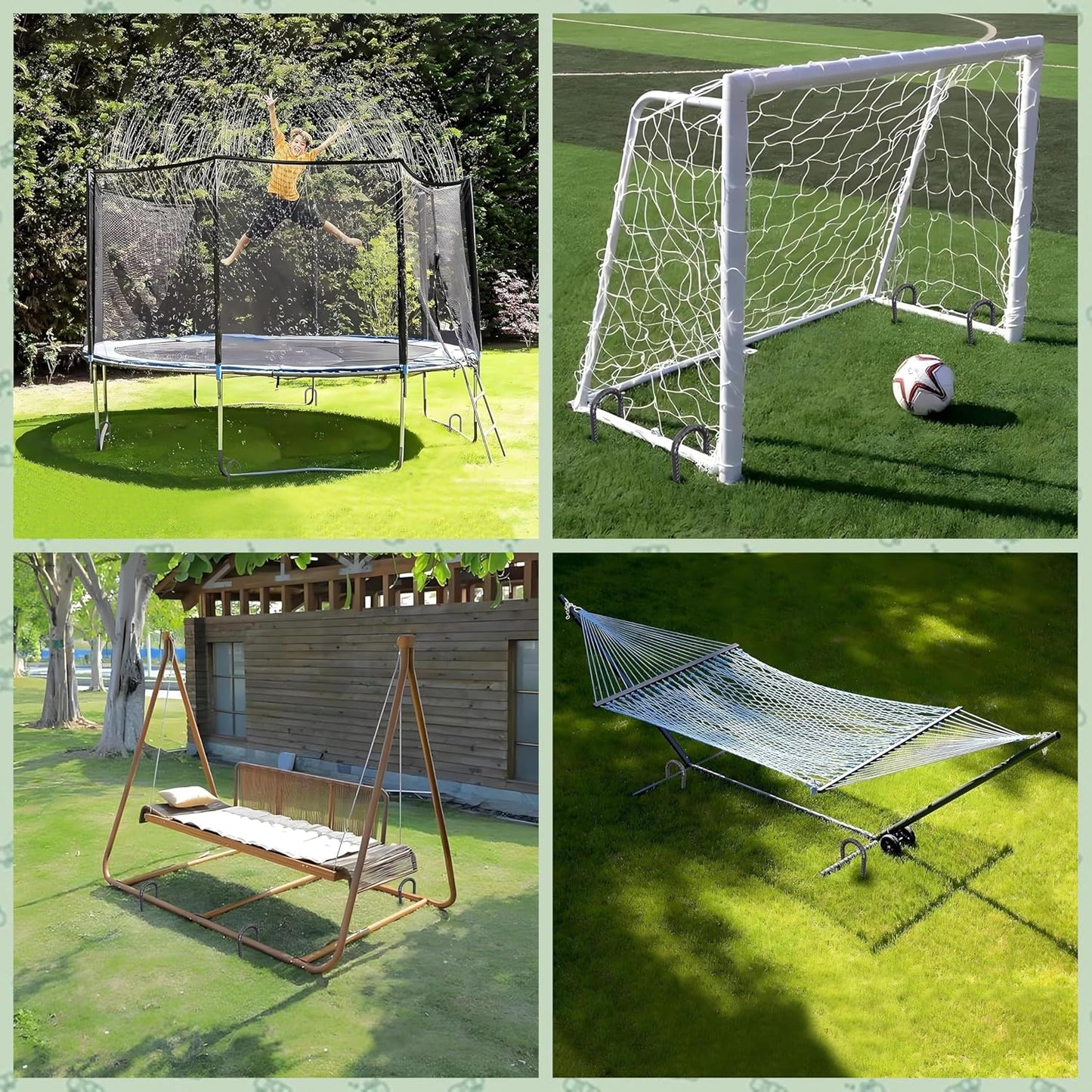 VVOKGO Trampoline Stakes 12 Inches Anchors High Wind Heavy Duty, 8-Pack U Shaped Tie Down Anchor Kit for Ground, Camping Tent, Soccer Net, Swing Set, Black