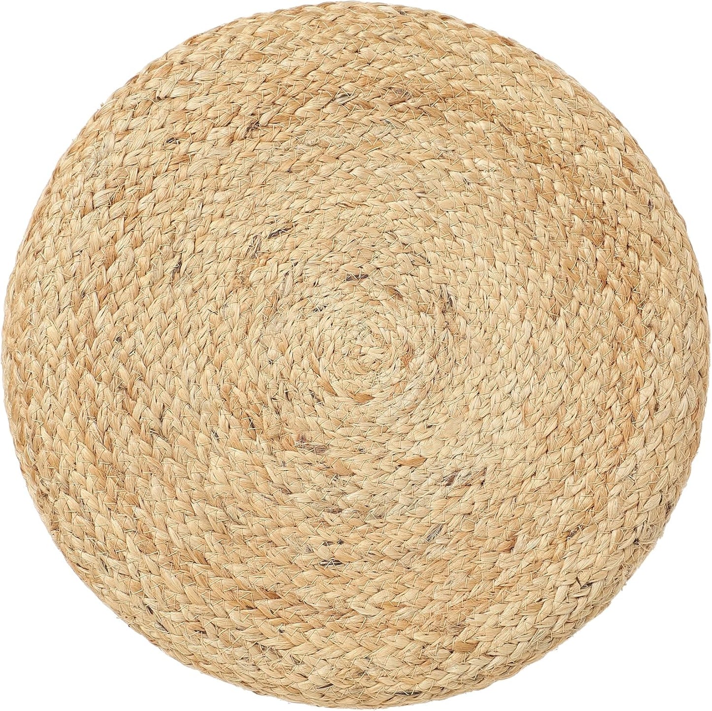 REDEARTH · Cylindrical Pouf Foot Stool Ottoman - Jute Braided Pouffe Poof Accent Sitting Footrest for Living Room, Bedroom, Nursery, Patio, Lounge (Natural Teal, 14.5"x14.5"x16")