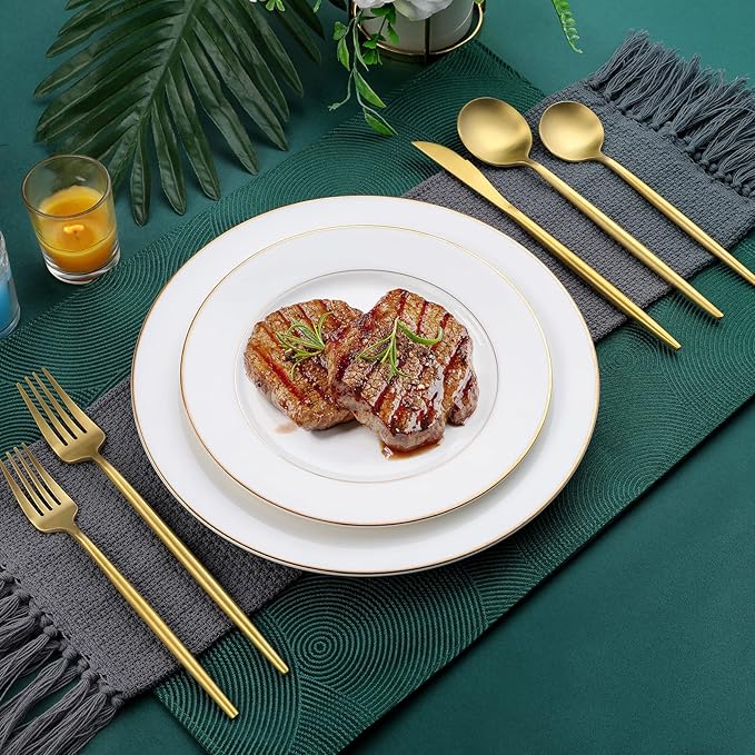 Matte Gold Silverware Set, OGORI 30-Piece Food Grade Stainless Steel Gold Flatware Set, Kitchen Utensil Set Service for 6, Tableware Cutlery Set for Home and Restaurant, Dishwasher Safe