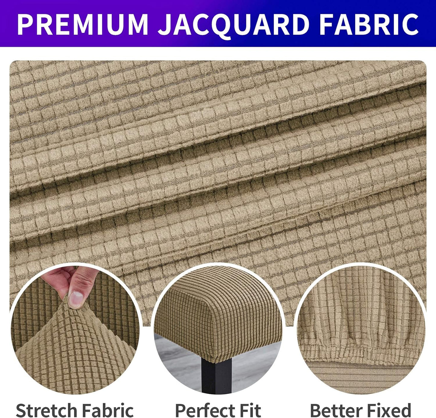 Howhic Stretch Chair Covers for Dining Room Set of 8, Removable Washable Dining Room Chair Covers, Dining Chair Slipcovers Seat Protector, Great Decor for Home and Banquet (Tan, 8 Pack)