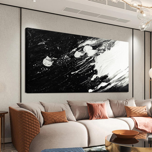 Abstract Wall Art Decor Modern Black and White Wall Art Prints Canvas Wall Art for Living Room Abstract Black Art Abstract Canvas Art Wall Decor Artwork for Walls Bedroom Kitchen Wall Decor 24" X 48"