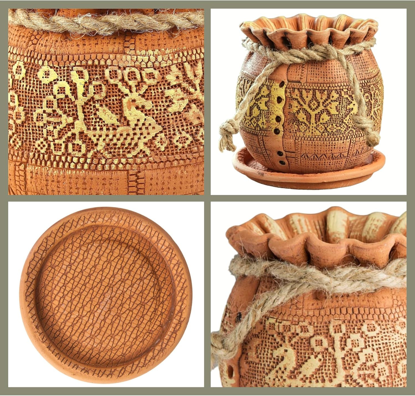 Ceramic Pot with Drainage Hole and Saucer, Plant Pots, Modern Decorative Planters for House Plants Indoor Flowers Plants, Cute Flower Pot - Gifts (Birds (1.7 L))