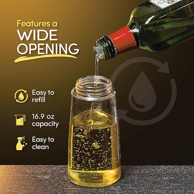 Olive Oil Dispenser Bottle with Pump - Oil Dispenser for Kitchen, Glass Oil and Vinegar Dispenser Set, Measured Cruet for Cooking - Ideal Oil Bottles for Kitchen Gadgets & Gifts, 2 Pack