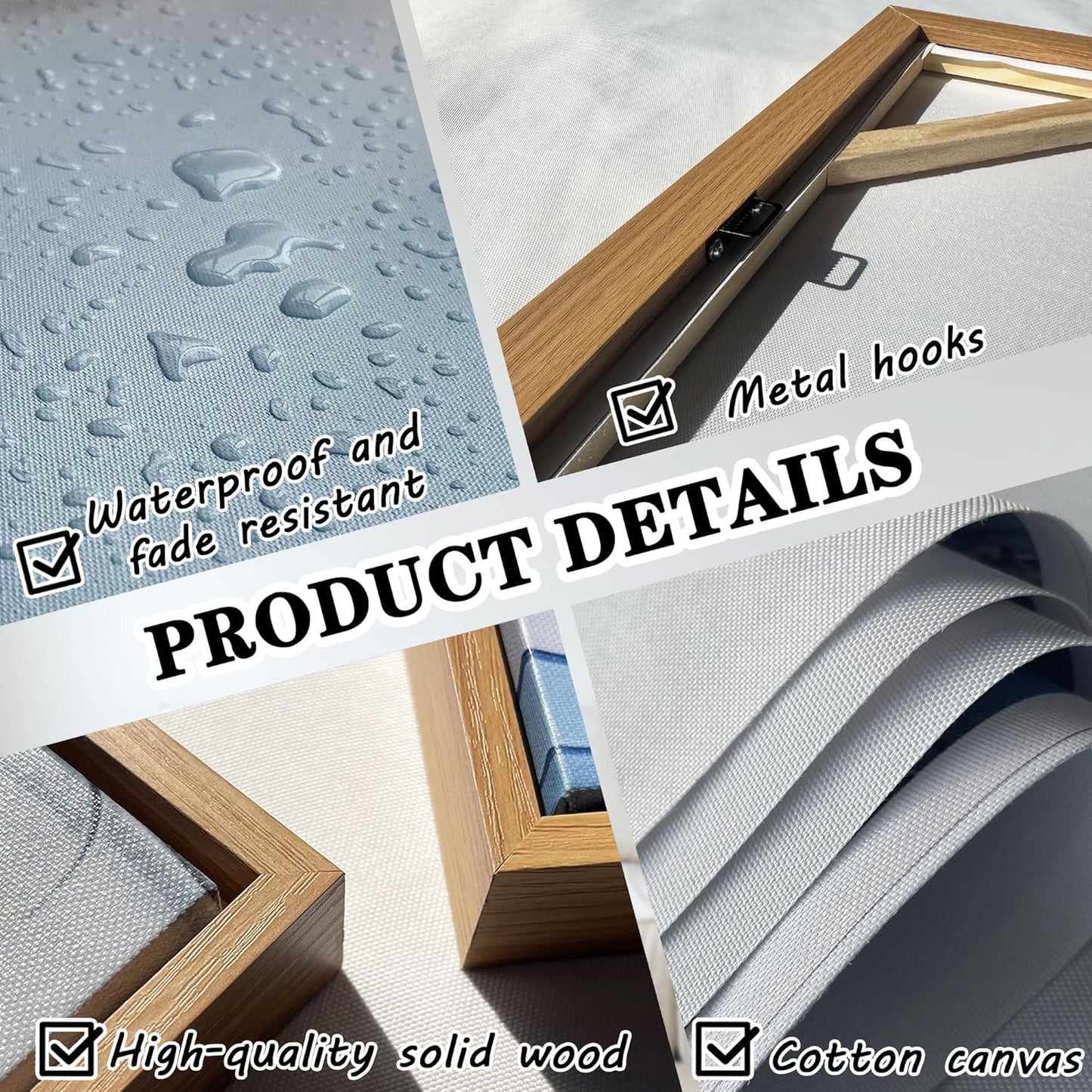 Mofutinpo Coastal Beach Wall Art,Large Purple Flower Landscape Canvas Wall Art for Living Room & Bedroom Decor, Framed Blue Beach Pictures & Paintings for Walls,Ocean Artwork for Home & Office 24x48IN