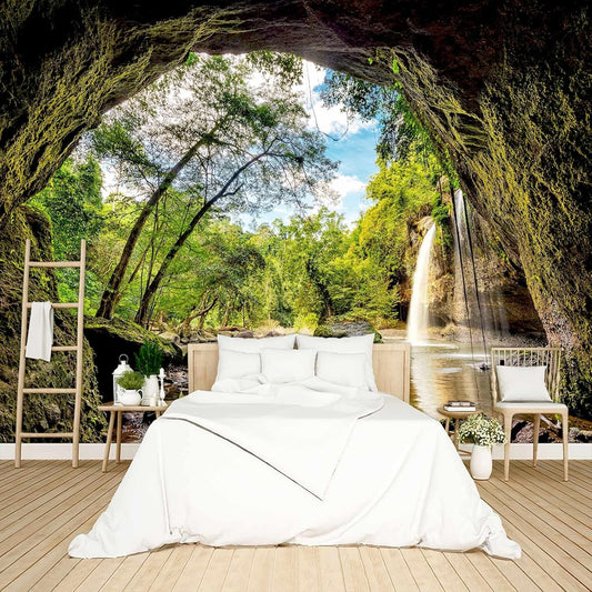 3D Space Cave Landscape Wallpaper Peel and Stick Wall Mural for Bedroom Living Room - 96"x137"