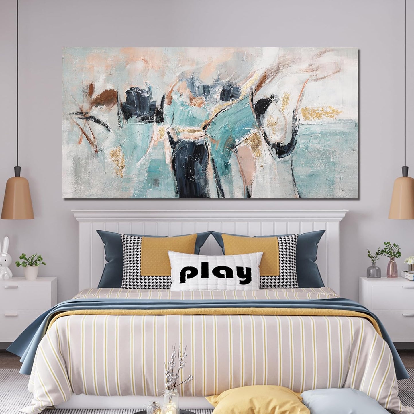 Canvas Wall Art Decor Pictures Blue And Gold Modern Abstract Wall Art Decor Paintings For Living Room Canvas Abstract Aesthetic Artwork For Walls Wall Art For Bedroom Office Wall Decorations 20" X 40"