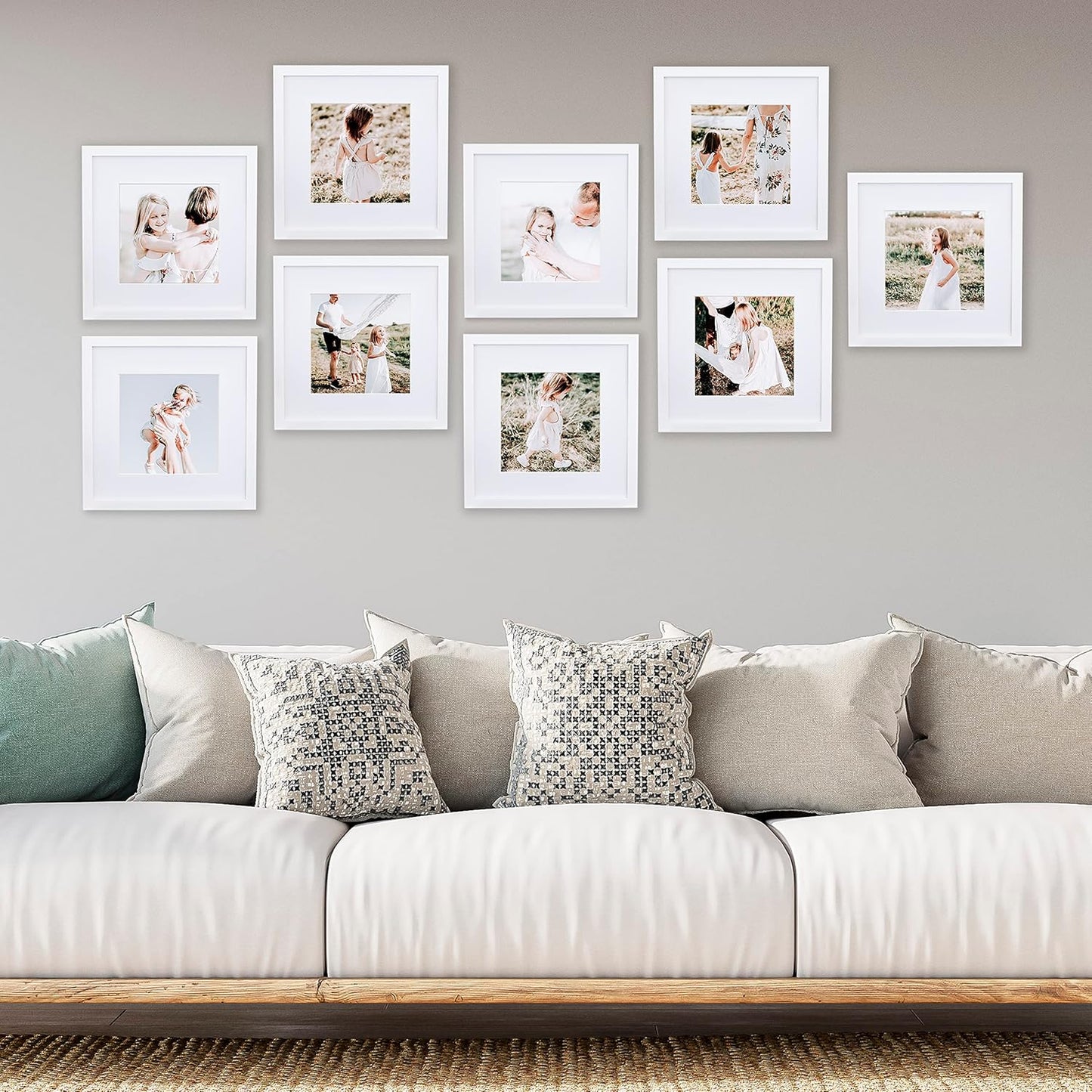 Sheffield Home 9 Piece Gallery Wall Frame Set, 12x12 Inch, White